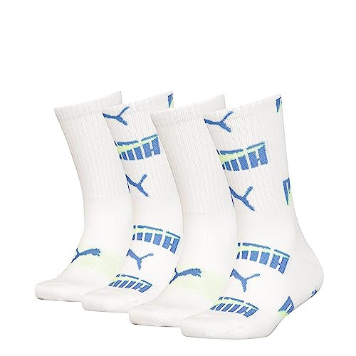 PUMA Unisex Kids Crew Sock, Blue/White, 27/30 (4er Pack) von PUMA