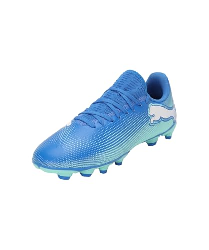PUMA Unisex Kinder Future 7 Play Fg/Ag Jr Soccer Shoe, Hyperlink Blue Mint Puma White, 38.5 EU von PUMA