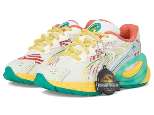 PUMA Unisex-Kinder Inverse Jurassic World Schuhe (Little Kid) Sneaker, Warmweiß/Pelé-Gelb/Sparkling Green, 12.5 Little Kid von PUMA