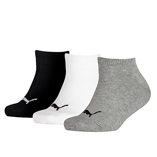 Puma Kinder Sneaker Socken, Grau/Weiß/Schwarz, 27/30 (3er Pack) von PUMA