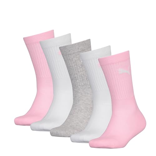 PUMA Unisex Kinder Junior Crew Sock, White/Pink, 27-30 EU PUMA Unisex Kinder Junior Crew Sock, White/Pink, 27-30 EU von PUMA