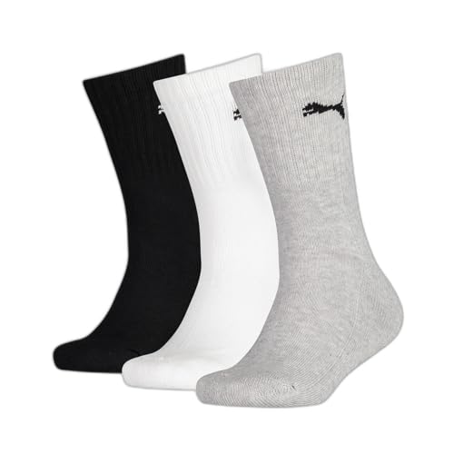 PUMA Unisex Kinder Socken (3er Pack), Grey/White/Black, 31-34 EU von PUMA
