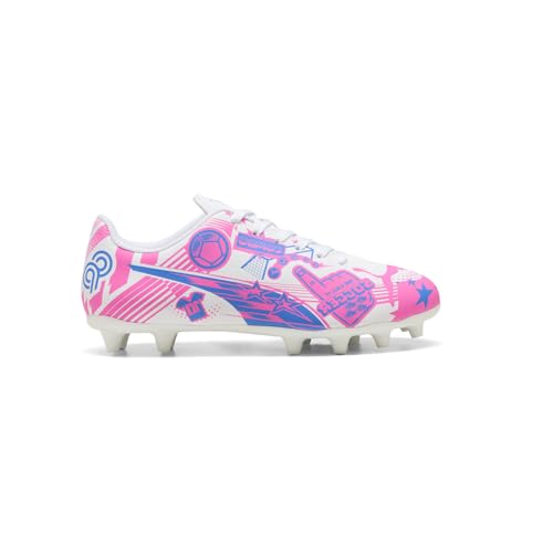 PUMA Unisex-Kinder-Sneaker, ultra-pulisisch, künstlich, fester Boden (Kleinkind/kleines großes Kind), Weiß/Poison Pink/Ultra Blue, 5 Big Kid von PUMA