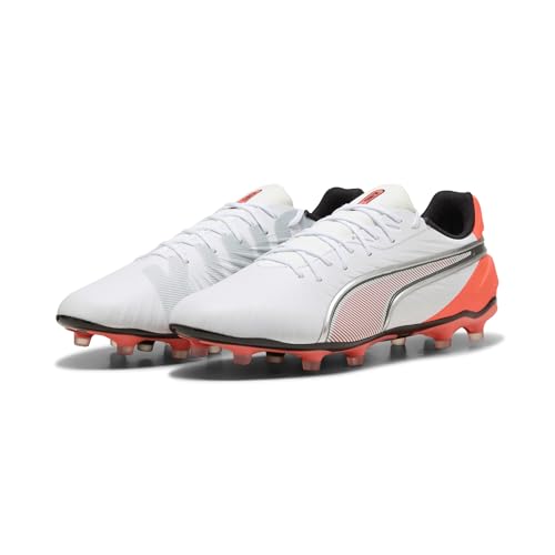 PUMA Unisex King Match FG/AG Soccer Shoe, White Silver-Glowing RED, 42 EU von PUMA
