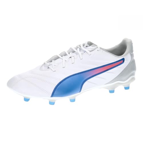 PUMA Unisex Adults King PRO FG/AG Soccer Shoe, PUMA White-BLUEMAZING-Flat Light Gray, 42 EU von PUMA