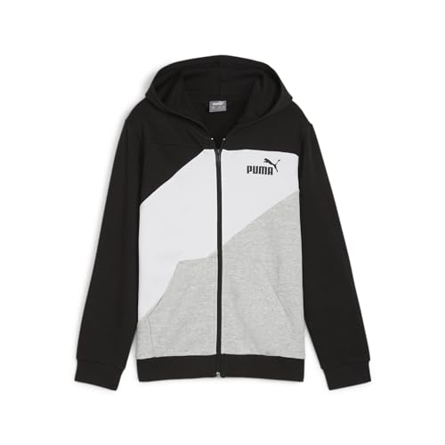 PUMA Unisex Power Colorblock Full Zip Hoodie Tr B Schweiß, Schwarz, 152 von PUMA