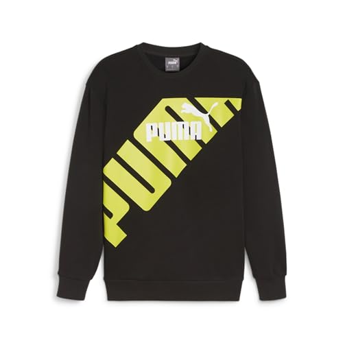 PUMA Unisex Power Graphic Crew TR Schweiß, Black-Lime Sheen, XXL von PUMA