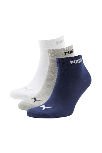 PUMA Unisex Quarter Socken Sneaker im Retro Design knöchelhoch für Damen Herren 9er Pack, Farbe:321 - navy, Socken & Strümpfe:43-46 von PUMA