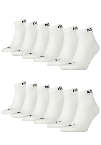PUMA Unisex Quarter Socken Sneaker knöchelhoch für Damen Herren 12er Pack, Farbe:300 - white, Socken & Strümpfe:35-38 von PUMA