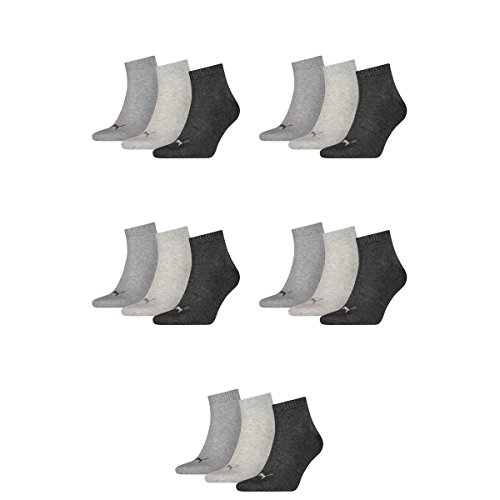 PUMA Unisex Quarter Socken Sportsocken 15er Pack anthracite/grey 800-35/38 von PUMA