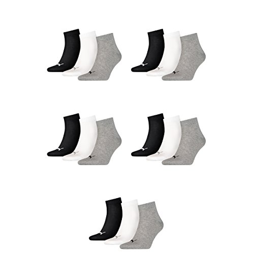 PUMA Unisex Quarter Socken Sportsocken 15er Pack grey/white/black 882-35/38 von PUMA