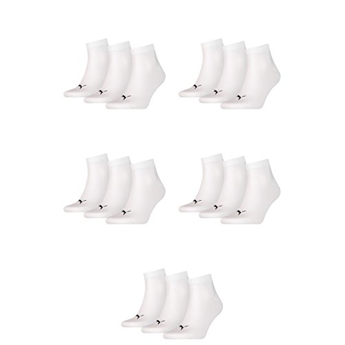 PUMA Unisex Quarter Socken Sportsocken 15er Pack white 300 - 43/46 von PUMA