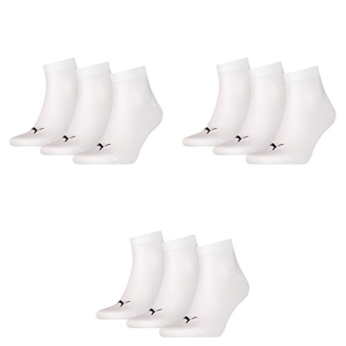 PUMA 9 Paar Unisex Quarter Socken Sneaker Gr. 35-49 für Damen Herren Füßlinge, Farbe:300 - white, Socken & Strümpfe:47-49 von PUMA