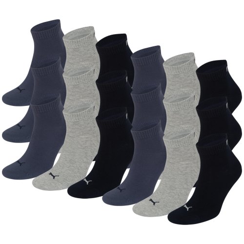 PUMA Unisex Quarters Socken Sportsocken 18er Pack navy / grey / nightshadow blue 532 - 35/38 von PUMA