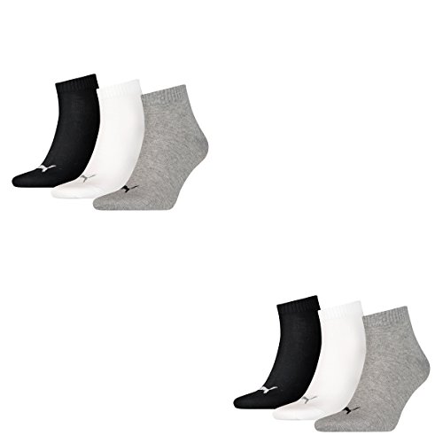 PUMA Unisex Quarters Socken Sportsocken 6er Pack (Grey/White/Black, 39/42) von PUMA