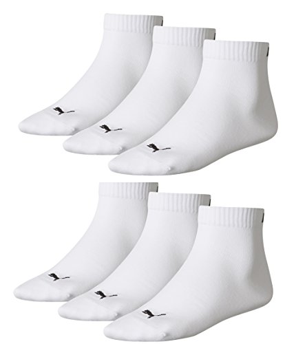 PUMA 6 Paar Sneaker Quarter Socken Gr. 35-49 Unisex für Damen Herren Füßlinge, Farbe:300 - white, Bekleidungsgröße:M von PUMA