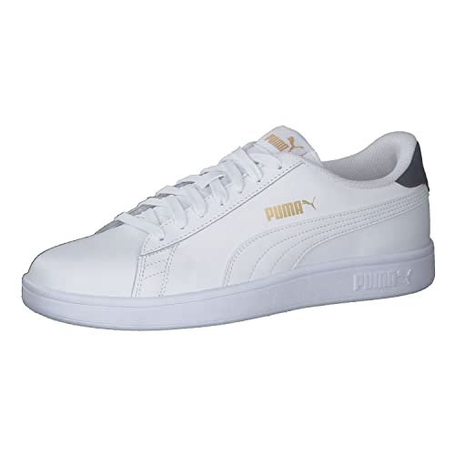 PUMA Unisex Puma Smash v2 L Low-Top, Puma White-Puma White-Peacoat-Puma Team Gold, 47 EU von PUMA