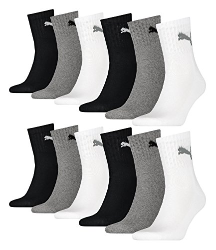 PUMA Unisex Short Crew Socken Basic Sportsocken 12er Pack, Größe:35-38, Farbe:Grey/White/Black (882) von PUMA