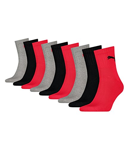 PUMA 9 Paar Unisex Quarter Socken Sneaker Gr. 35-49 für Damen Herren Füßlinge, Farbe:232 - black/red, Socken & Strümpfe:47-49 von PUMA