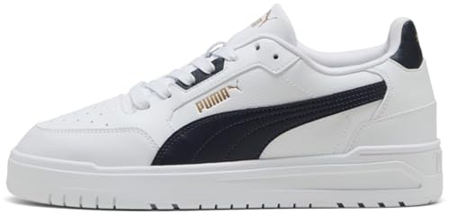 PUMA Shuffle Downtown Sneaker für Damen und Herren, Puma Weiß, Marineblau, PUMA Gold, 40 EU von PUMA