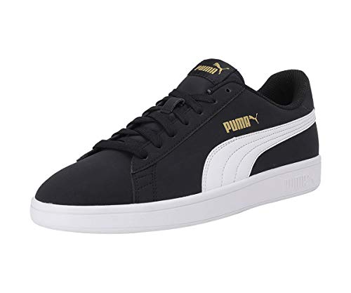 PUMA Unisex Smash v2 Buck Sneaker, Black White Team Gold, 44.5 EU von PUMA