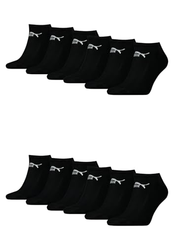 PUMA Unisex Sneaker Socken im Retro Design knöchelhoch für Damen Herren 12er Pack, Farbe:200 - black, Socken & Strümpfe:39-42 von PUMA