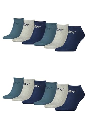 PUMA Unisex Sneaker Socken im Retro Design knöchelhoch für Damen Herren 12er Pack, Farbe:532 - navy/grey/nightshadow b, Socken & Strümpfe:35-38 von PUMA