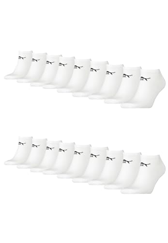 PUMA Unisex Sneaker Socken im Retro Design knöchelhoch für Damen Herren 18er Pack, Farbe:300 - white, Socken & Strümpfe:39-42 von PUMA