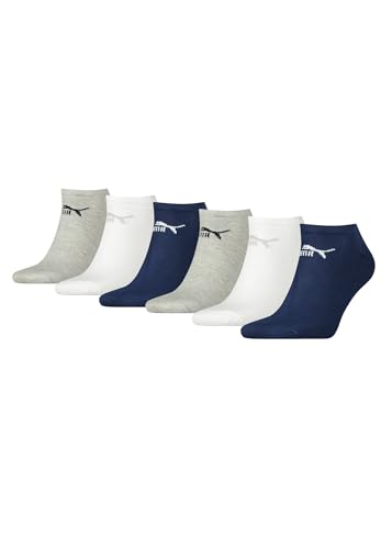 PUMA Unisex Sneaker Socken im Retro Design knöchelhoch für Damen Herren 6er Pack, Farbe:321 - navy, Socken & Strümpfe:43-46 von PUMA