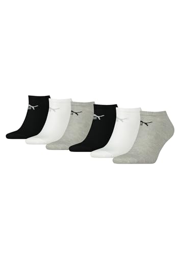 PUMA Unisex Sneaker Socken im Retro Design knöchelhoch für Damen Herren 6er Pack, Farbe:882 - grey/white/black, Socken & Strümpfe:39-42 von PUMA