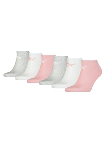 PUMA Unisex Sneaker Socken im Retro Design knöchelhoch für Damen Herren 6er Pack, Farbe:White/Light Pink, Socken & Strümpfe:35-38 von PUMA