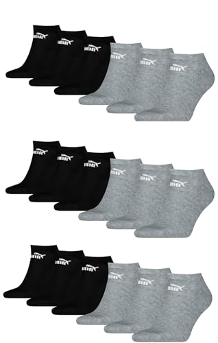 PUMA Unisex Sneaker Socken knöchelhoch für Damen Herren 18er Pack, Farbe:666 - black/grey, Socken & Strümpfe:35-38 von PUMA