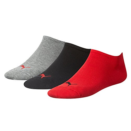 Puma Unisex Sneaker Socken, Schwarz/Rot, 47/49 (3er Pack) von PUMA