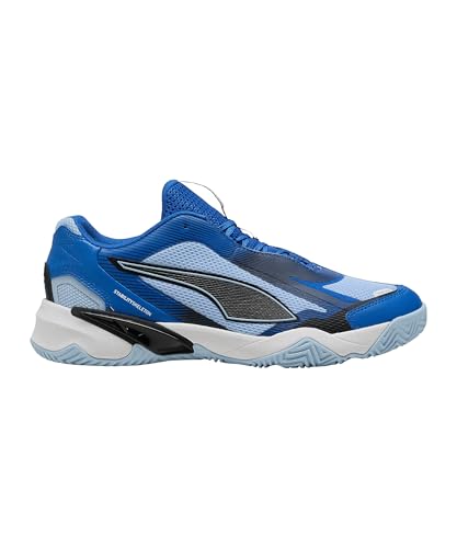 PUMA Unisex Solarstrike 4 Hallenturnschuh, Bergblau Schwarz Haute Tropic Weiß, 39 EU von PUMA