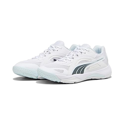 PUMA Unisex Solarstrike Ii Indoor Court Shoe, White Shadow Gray Nitro Blue, 44.5 EU von PUMA