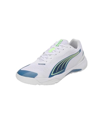 PUMA Unisex Solarstrike III Indoor Court Shoe, White-Blue Horizon, 42.5 EU von PUMA