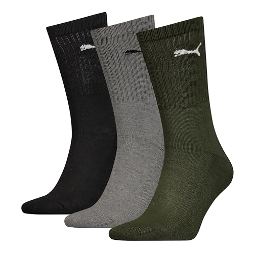 Puma Unisex Crew Socken, Grün, 43/46 (3er Pack) von PUMA