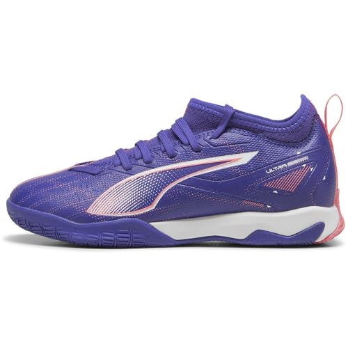 PUMA Unisex Kinder Ultra 5 Match It + Mid Jr Soccer Shoe, Lapis Lazuli Puma White Sunset Glow, 35.5 EU von PUMA