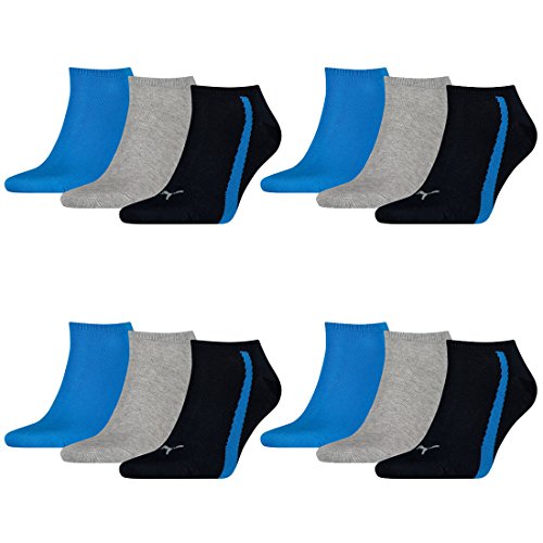 PUMA 12 Paar Lifestyle Sneaker Socken Gr. 35-46 Unisex Kurzsocke Füßlinge, Farbe:523 - navy/grey/strong blue, Socken & Strümpfe:35-38 von PUMA