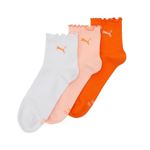 PUMA WOMEN RUFFLE QUARTER 3P WHITE/ORANGE COMBO - 39-42 von PUMA