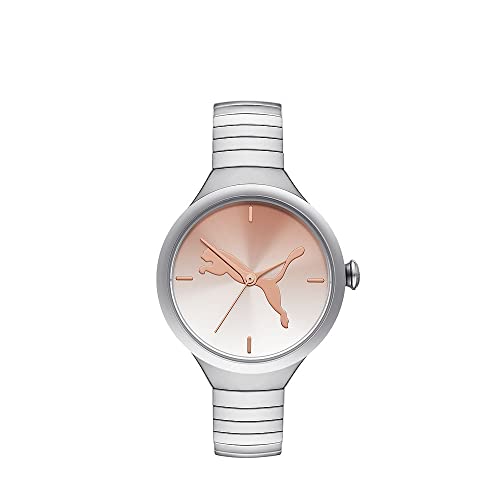 Puma Damenuhr Mini Contour, Dreizeigeruhrwerk, 28MM Silbernes Legierungsgehäuse mit Edelstahlarmband, P1080 Puma Damenuhr Mini Contour, Dreizeigeruhrwerk, 28MM Silbernes Legierungsgehäuse mit Edelstahlarmband, P1080 von PUMA