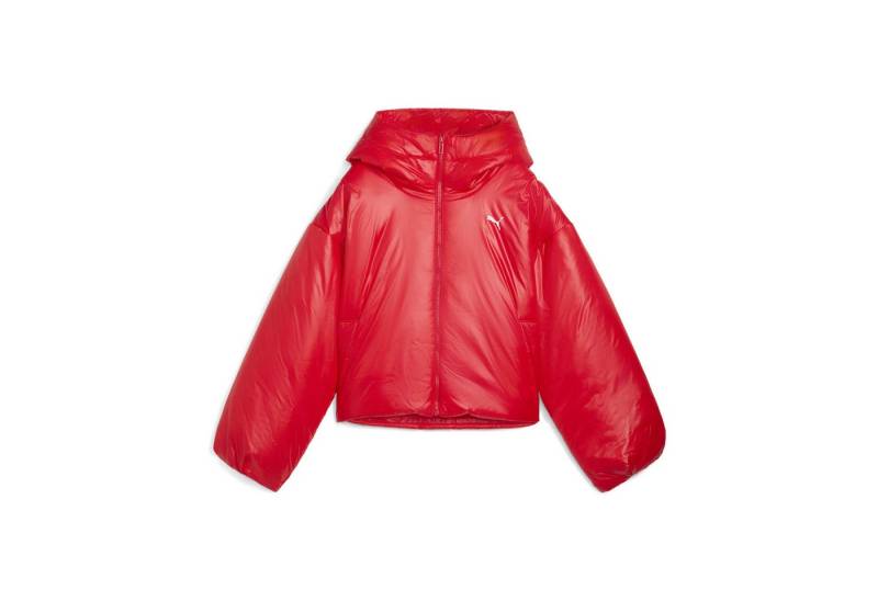 PUMA Winterjacke Wardrobe Essentials Shiny Wattierte Kapuzenjacke Damen von PUMA