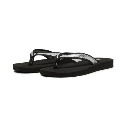 PUMA Damen Sandy Flip Metallic Shine Slide-Sandalen, Black Silver Metallic, 38 EU von PUMA