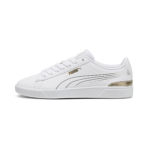 Puma Women Vikky V3 Metallic Shine Sneakers, Puma White-Puma Gold-Puma Silver, 42 EU von PUMA