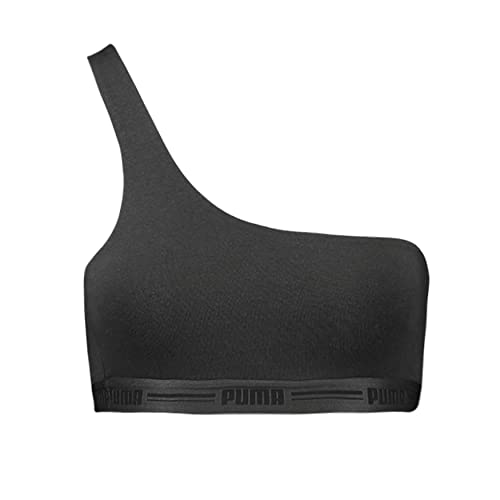 PUMA Women's One Shoulder Heart top Sports Bra, Black, M von PUMA