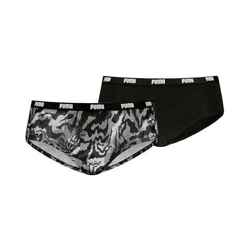 PUMA Women's Printed Hipster, Black, XS (2er Pack) von PUMA