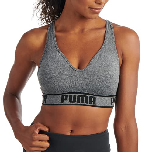 PUMA Damen Solstice Seamless Bra Sport BH, Grau / Schwarz, S EU von PUMA