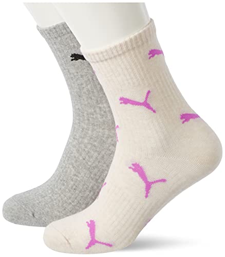 PUMA Women's Women CAT Logo Sock 4P, Oatmeal Combo/Grey mélange Combo, 35/38 von PUMA