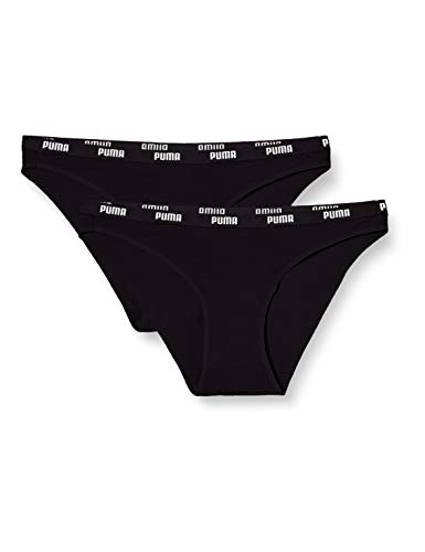 PUMA Damen Puma Iconic Women's (2 Pack) Bikini Style Underwear, Schwarz, L EU von PUMA