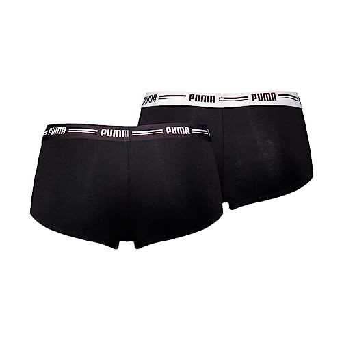 PUMA Damen Hipster Panties Iconic Women's Mini Short (2 Pack), Schwarz, L von PUMA